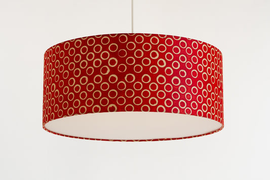 Drum Lamp Shade - P83 ~ Batik Red Circles, 50cm(d) x 20cm(h)