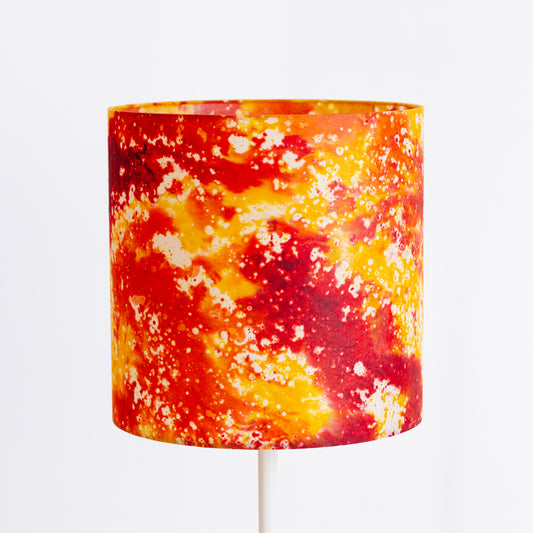 Drum Lamp Shade - B112 ~ Batik Lava Red/Orange, 30cm(d) x 30cm(h)