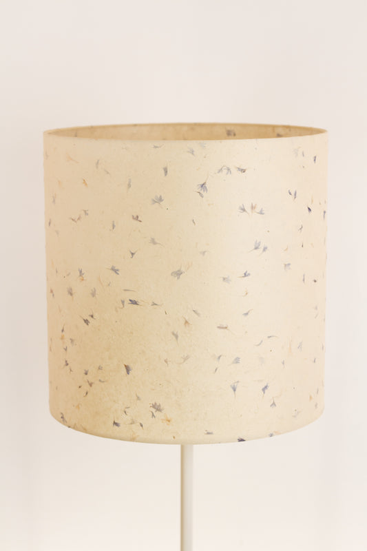 Drum Lamp Shade - P34 - Cornflower Petals on Natural Lokta, 40cm(d) x 40cm(h)