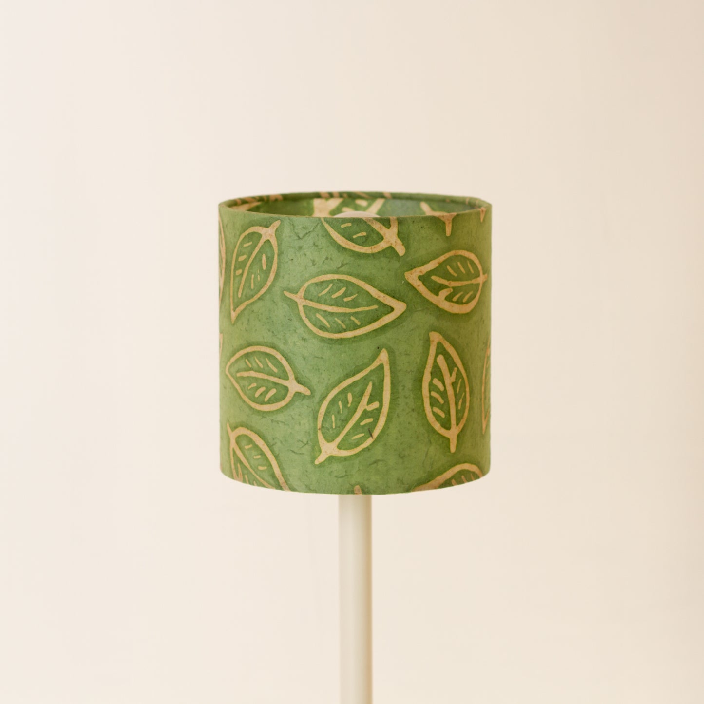 Drum Lamp Shade - P29 ~ Batik Leaf on Green, 15cm(diameter)