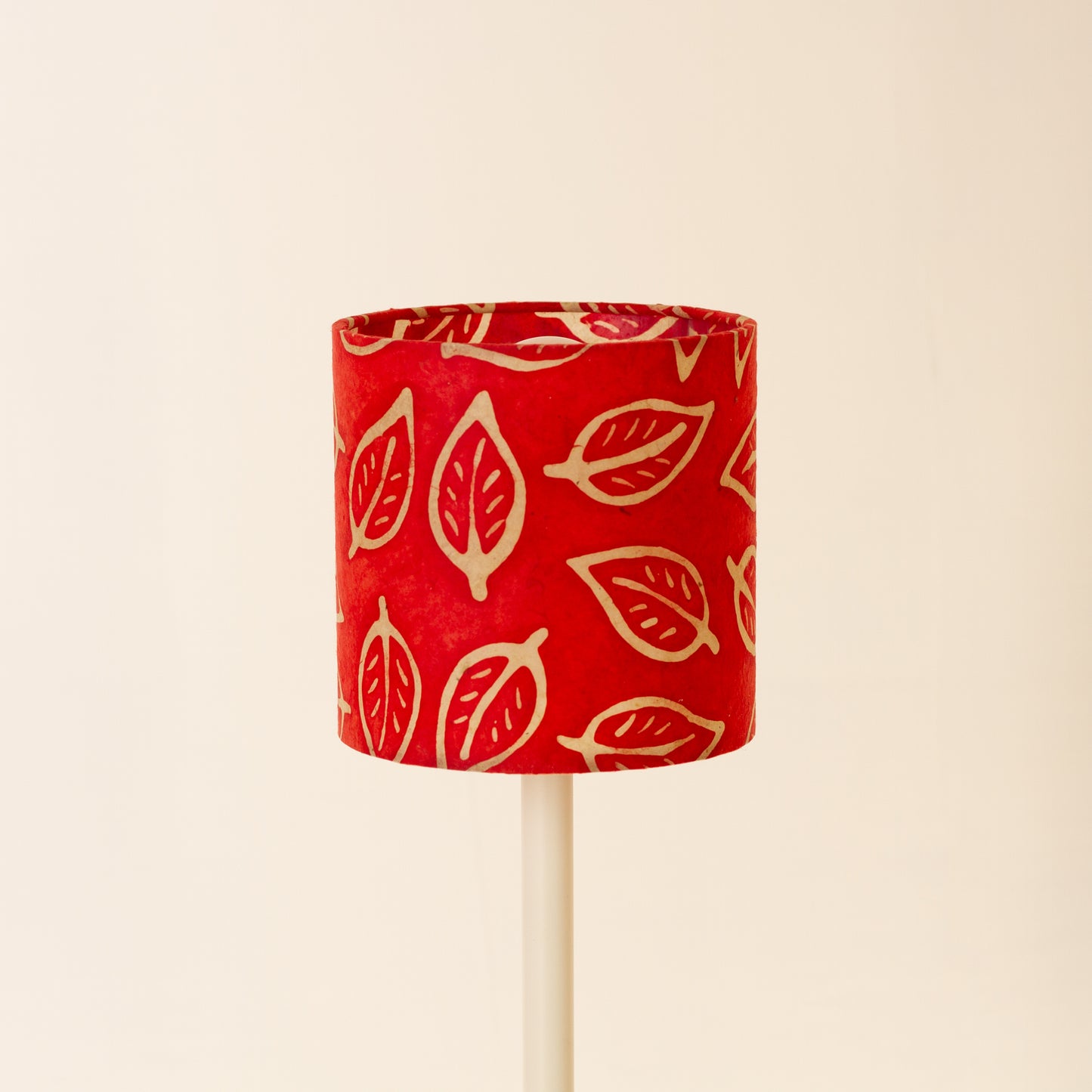 Drum Lamp Shade - P30 ~ Batik Leaf on Red, 15cm(diameter)