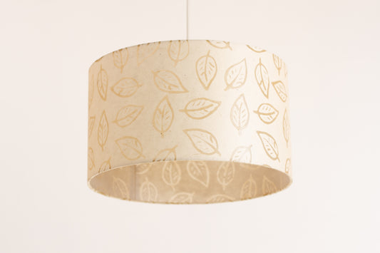 Drum Lamp Shade - P28 - Batik Leaf on Natural, 35cm(d) x 20cm(h)