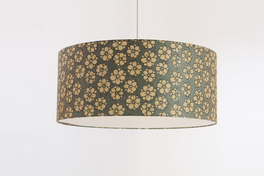 Drum Lamp Shade - P77 - Batik Star Flower Grey, 70cm(d) x 30cm(h)