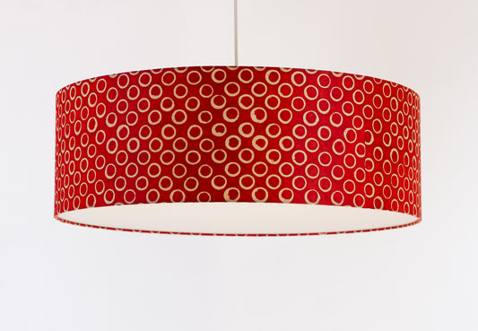 Drum Lamp Shade - P83 - Batik Red Circles, 60cm(d) x 20cm(h)
