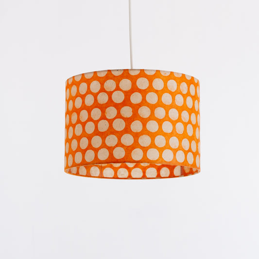 Drum Lamp Shade - B110 ~ Batik Dots on Orange, 30cm(d) x 20cm(h)