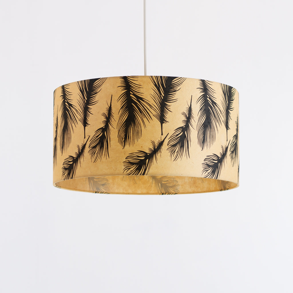 Drum Lamp Shade - B102 - Black Feather, 40cm(d) x 20cm(h)