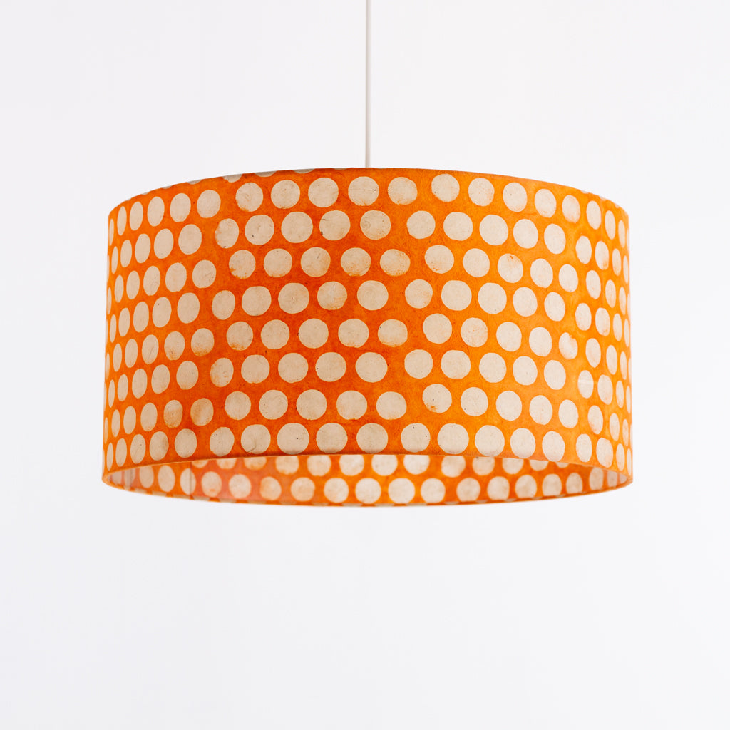 Drum Lamp Shade - B110 ~ Batik Dots on Orange, 50cm(d) x 25cm(h)