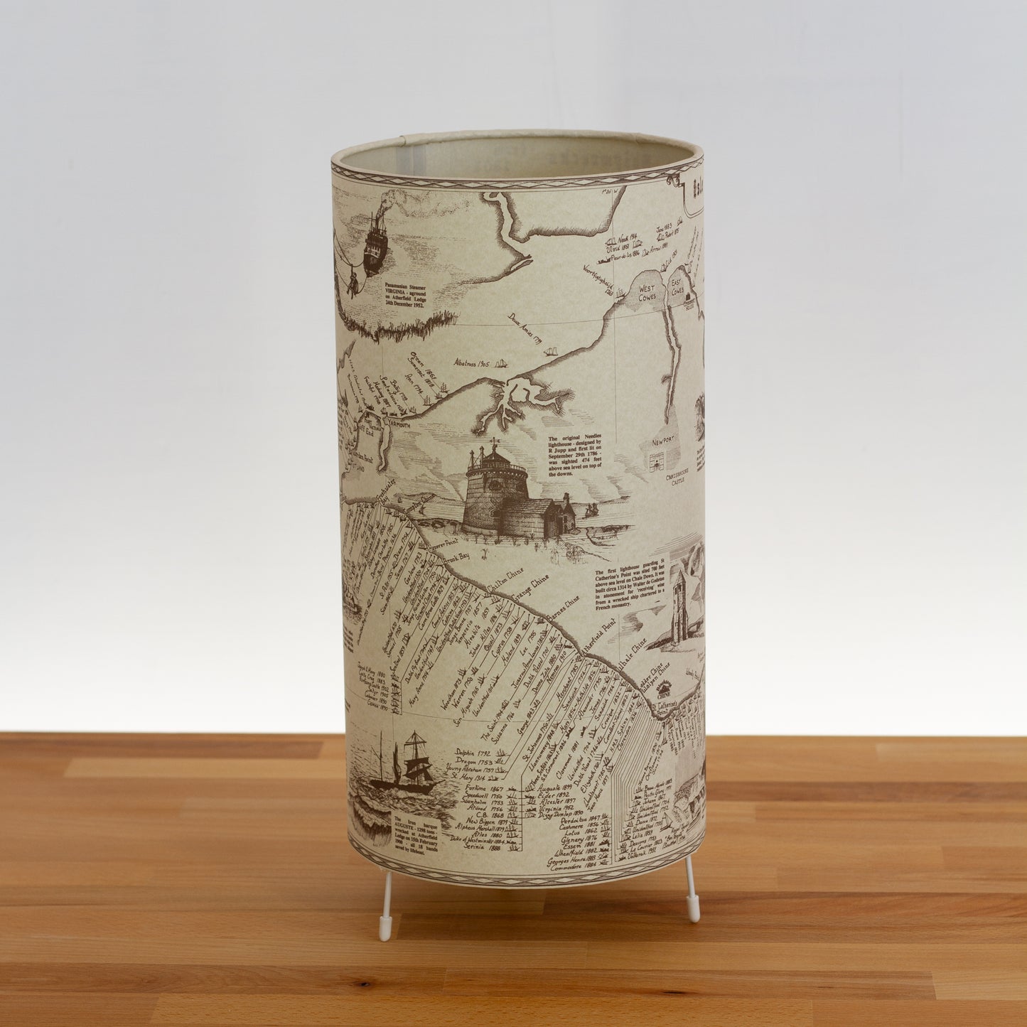 Shipwrecks of the Isle of Wight Map - Free-standing Table Lamp