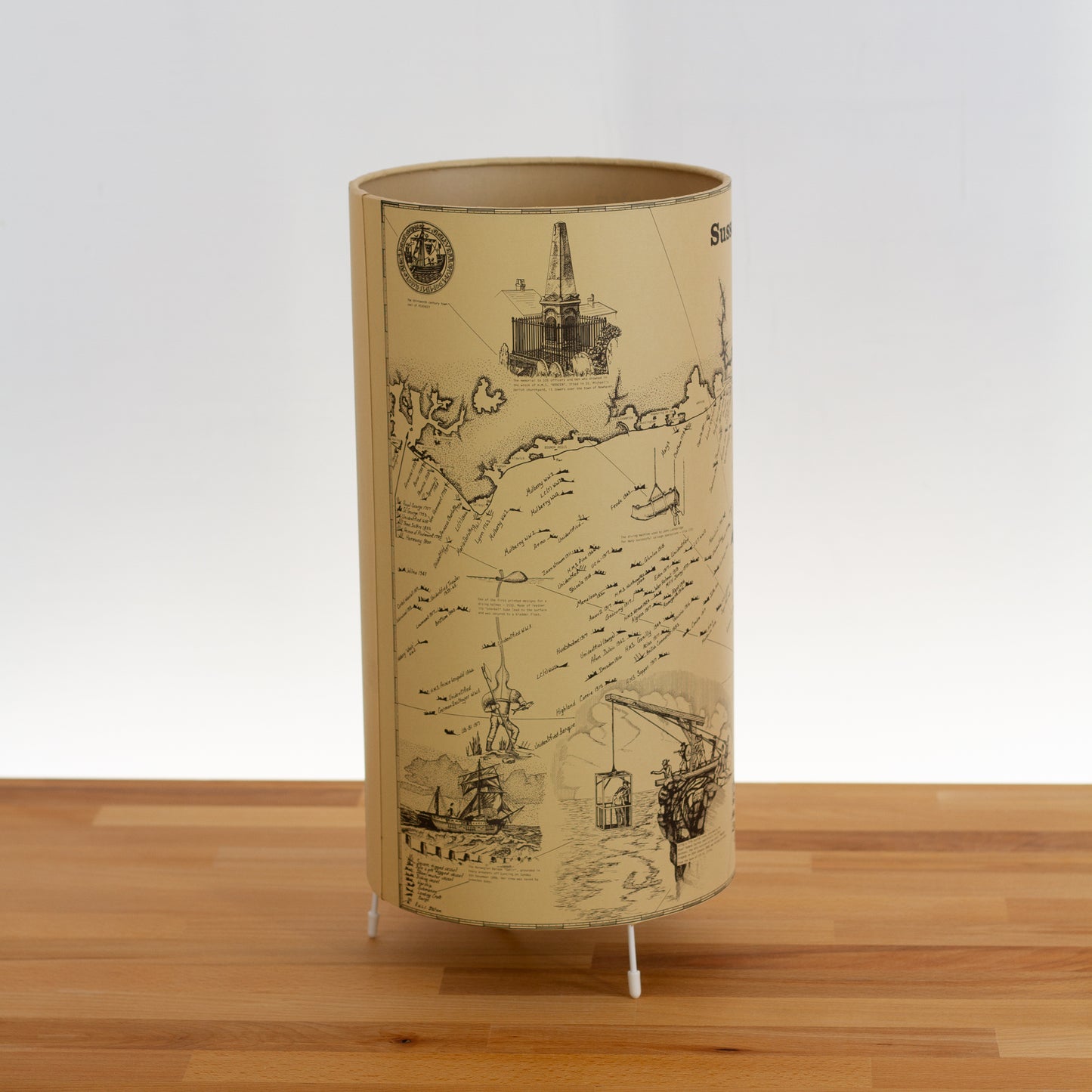 Shipwrecks of Sussex Map - Free-standing Table Lamp