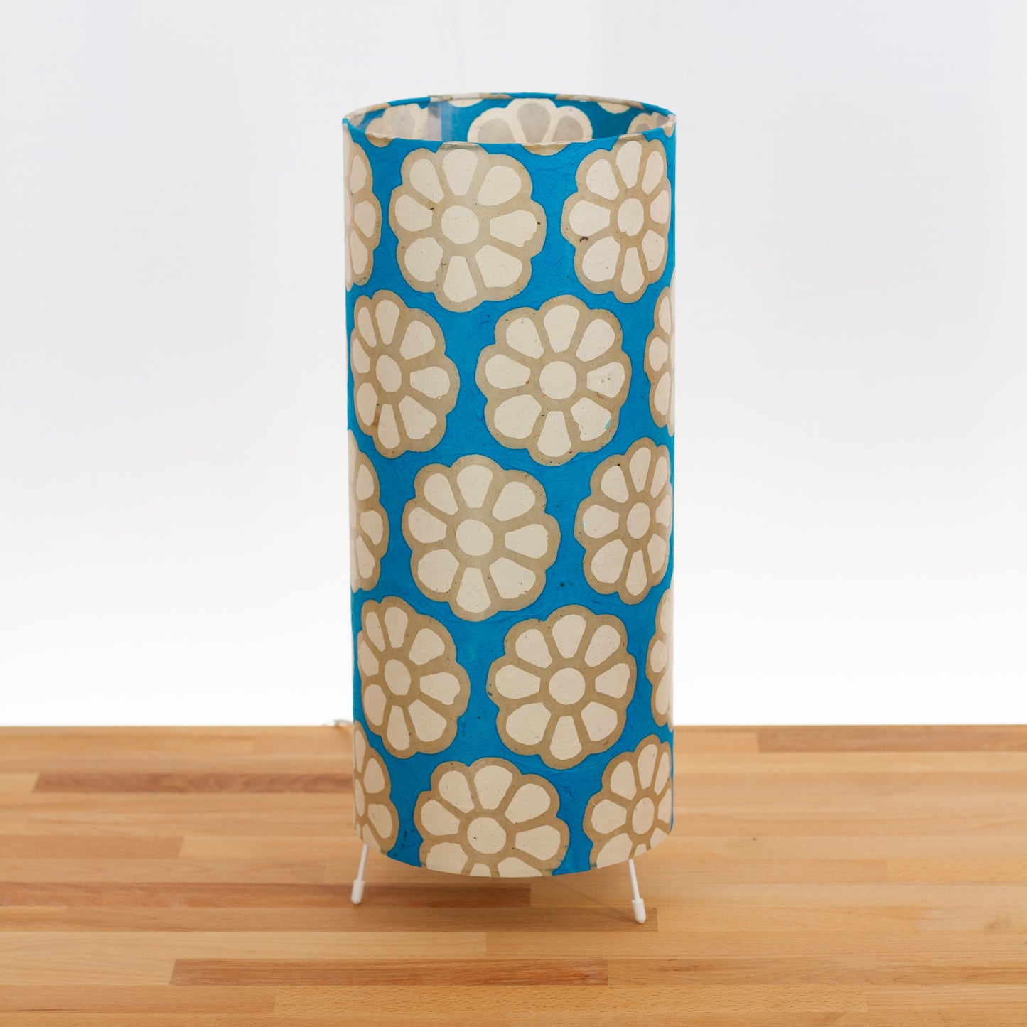 Free Standing Table Lamp Large - P23 ~ Batik Big Flower on Teal