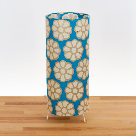Free Standing Table Lamp Large - P23 ~ Batik Big Flower on Teal
