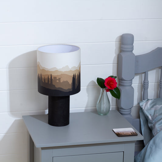 Matching Table Lamp Small with Drum Lamp Shade ~ Landscape Brown