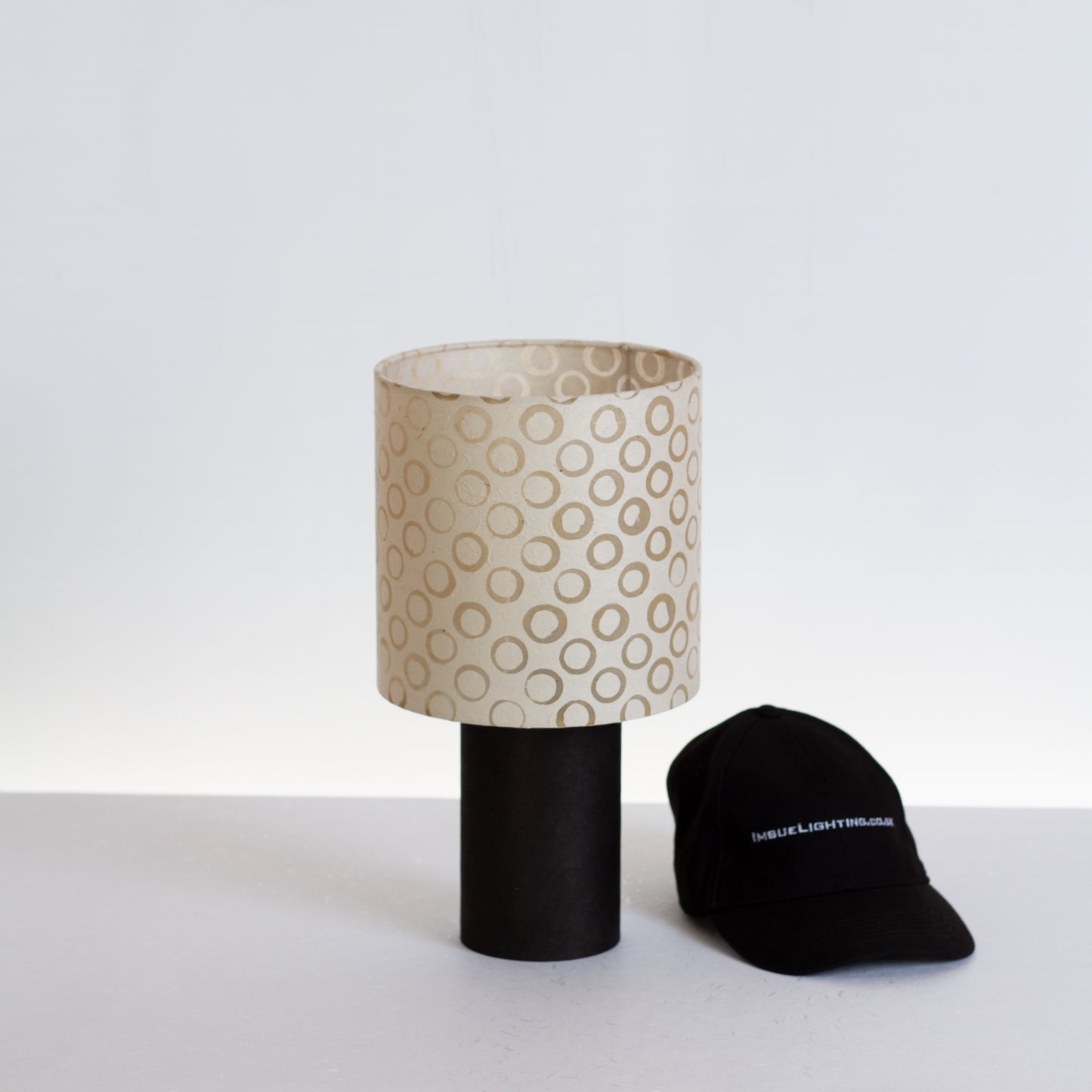 Matching Table Lamp Small with Drum Lamp Shade ~ Batik Natural Circles (P74)