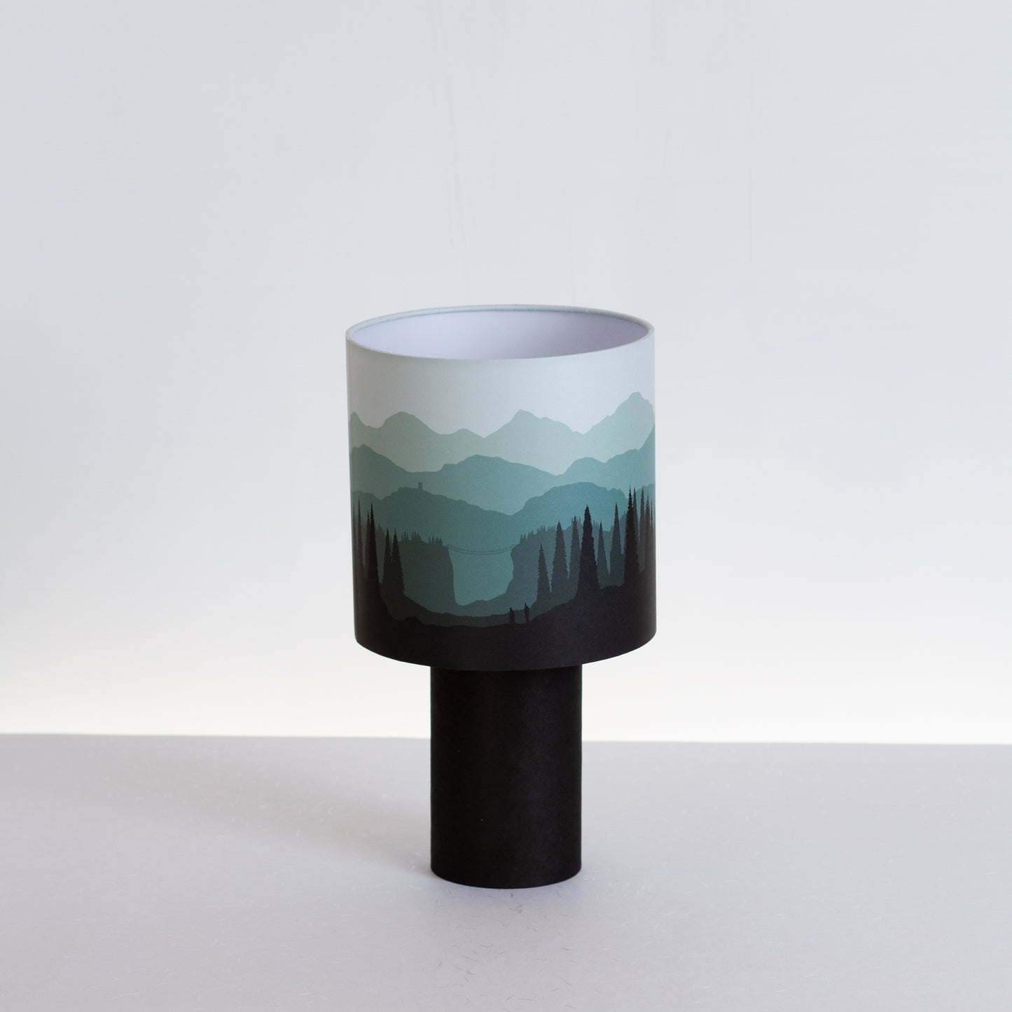 Matching Table Lamp Small with Drum Lamp Shade ~ Landscape Green