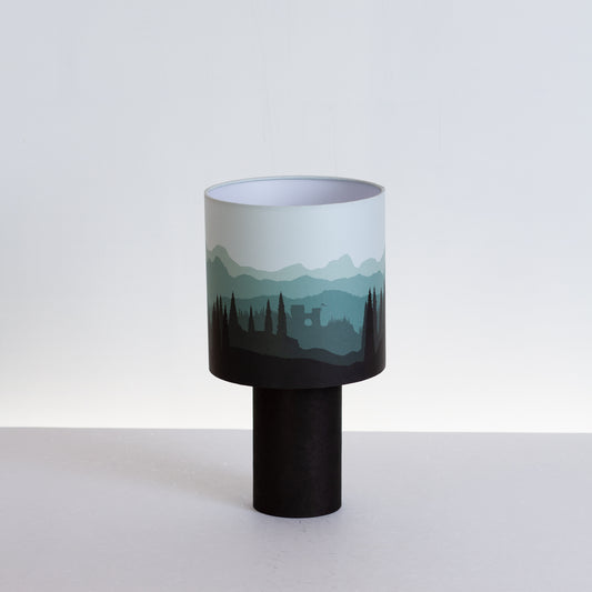 Matching Table Lamp Small with Drum Lamp Shade ~ Landscape Green