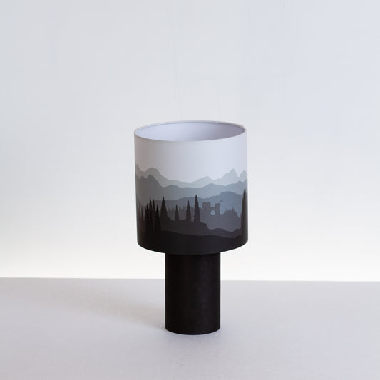 Matching Table Lamp Small with Drum Lamp Shade ~ Landscape Grey