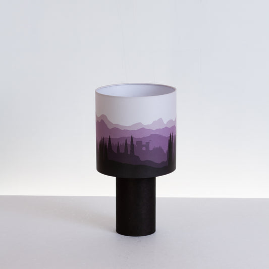 Matching Table Lamp Small with Drum Lamp Shade ~ Landscape Purple
