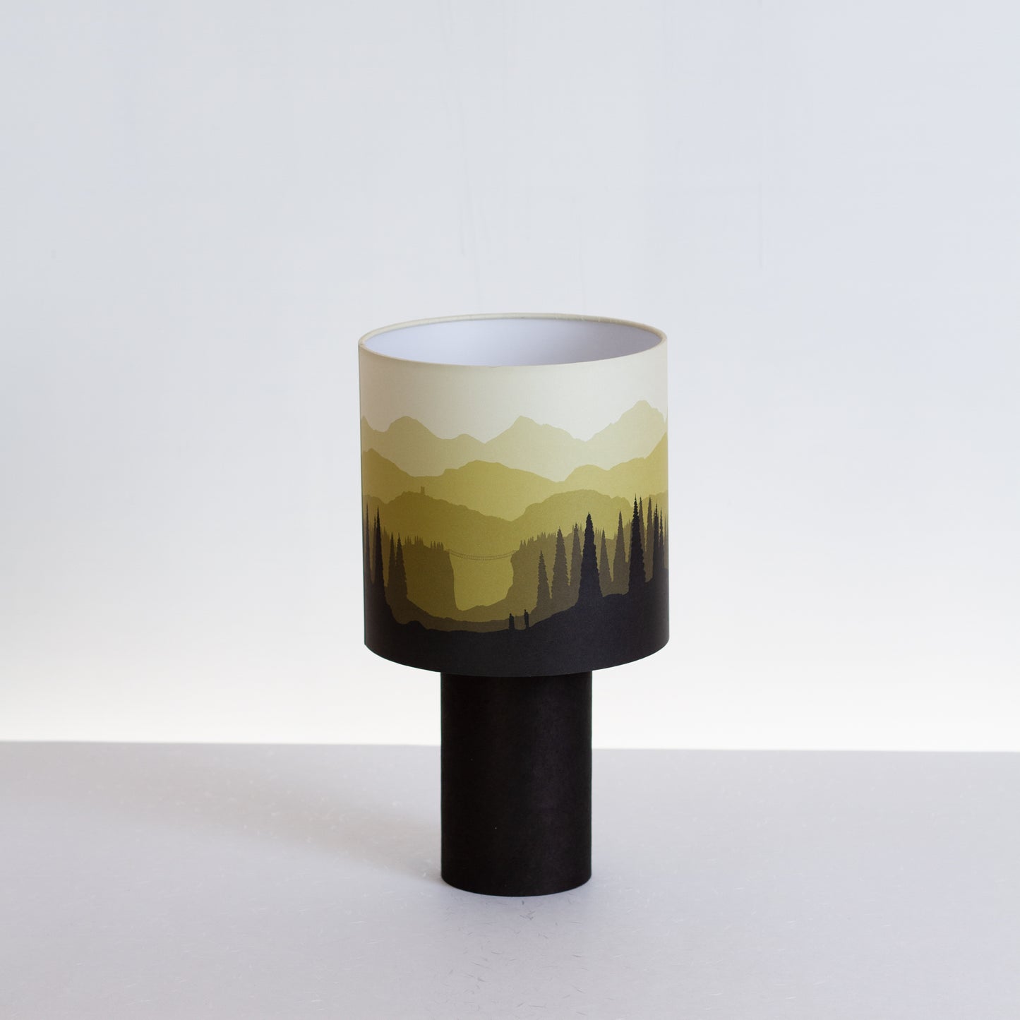 Matching Table Lamp Small with Drum Lamp Shade ~ Landscape Yellow