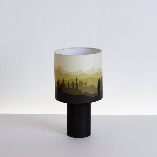 Matching Table Lamp Small with Drum Lamp Shade ~ Landscape Yellow