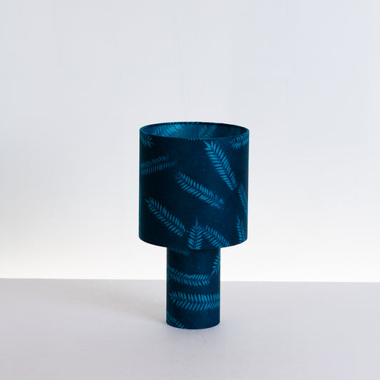 Matching Table Lamp Small with Drum Lamp Shade ~ Resistance Dyed Teal Fern (B106)