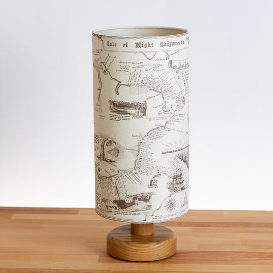 Shipwrecks of the Isle of Wight Map - Oak Table Lamp