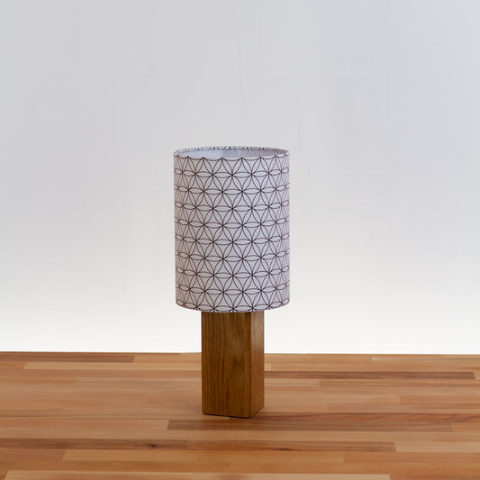 Square Oak Table Lamp with 15cm Drum Lamp Shade B108 ~ Flower of Life