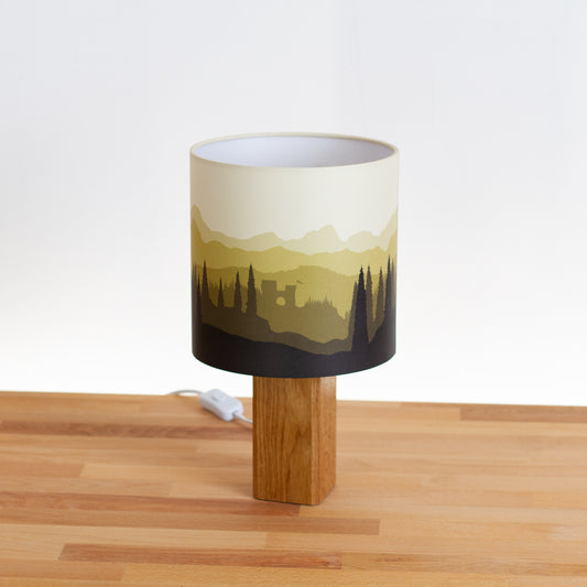 Forest Landscape Print ~ Yellow, Oak Table Lamp