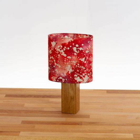 Square Oak Table Lamp with 20x20cm Oval Lamp Shade B115 Batik Salt Lake