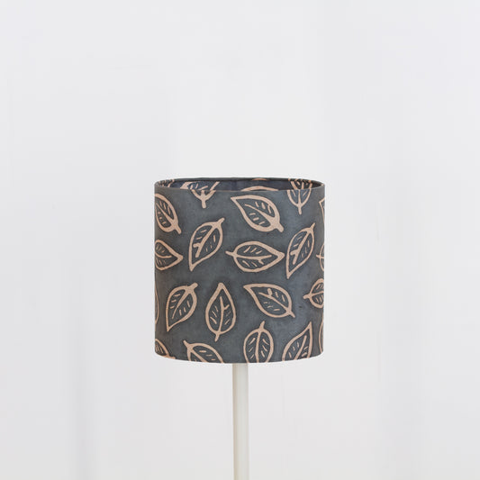 Oval Lamp Shade - B124 ~ Batik Leaf Grey, 20cm(w) x 20cm(h) x 13cm(d)