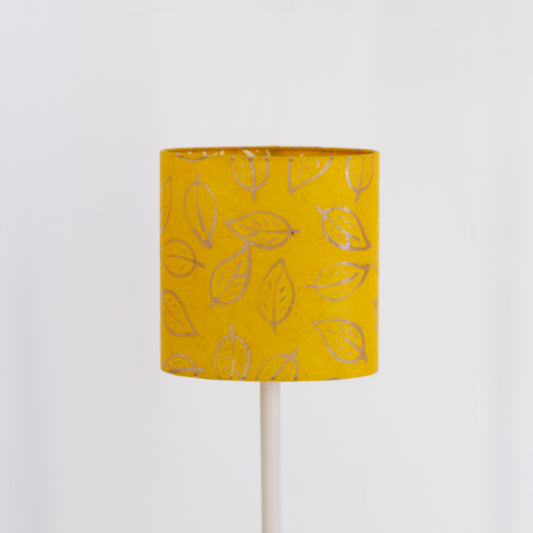 Oval Lamp Shade - B107 ~ Batik Leaf Yellow, 20cm(w) x 20cm(h) x 13cm(d)