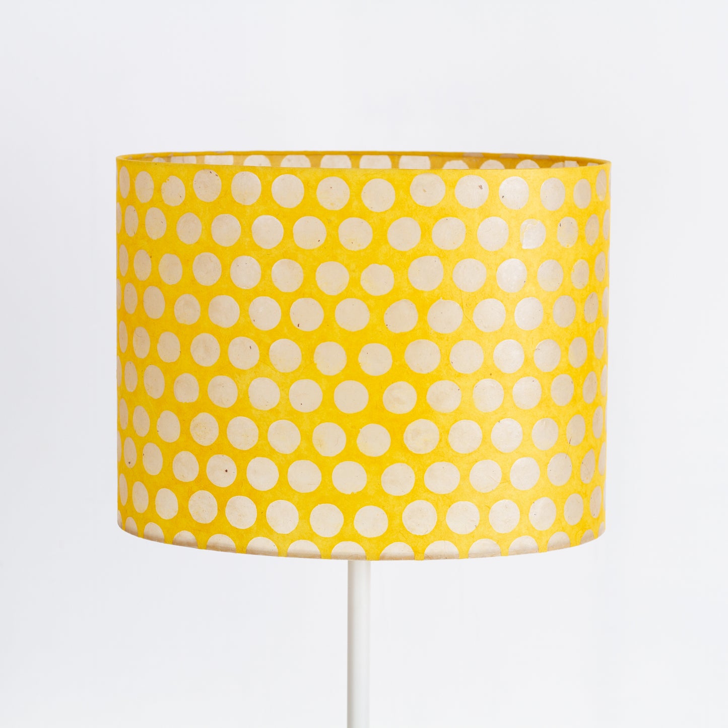 Oval Lamp Shade - P86 ~ Batik Dots on Yellow, 40cm(w) x 30cm(h) x 30cm(d)