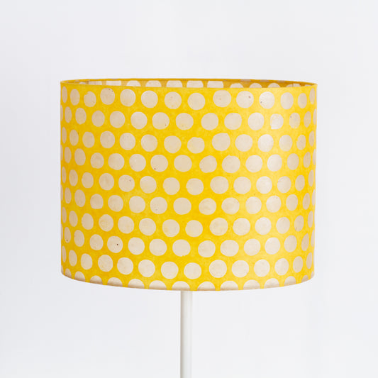 Oval Lamp Shade - P86 ~ Batik Dots on Yellow, 40cm(w) x 30cm(h) x 30cm(d)