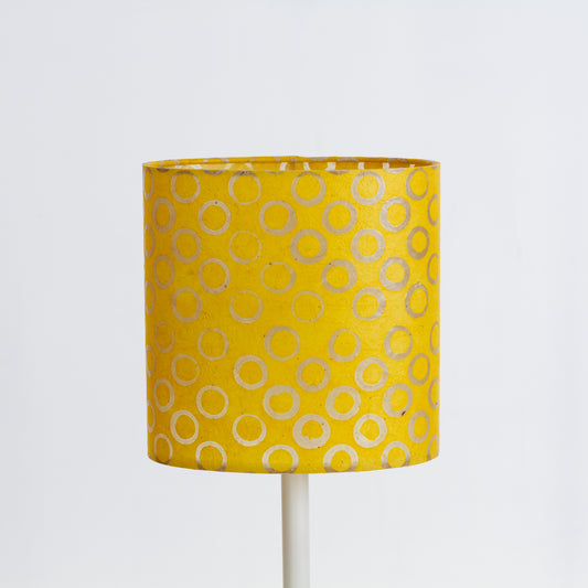 Oval Lamp Shade - P71 - Batik Yellow Circles, 20cm(w) x 20cm(h) x 13cm(d)