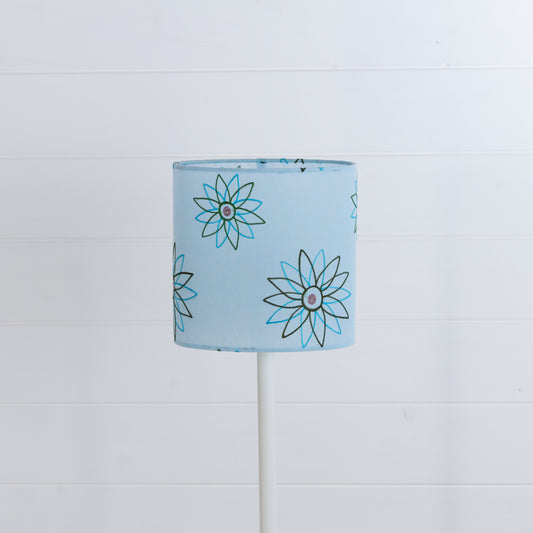 Oval Lamp Shade - P45 ~ Embroidered Aqua, 20cm(w) x 20cm(h) x 13cm(d)