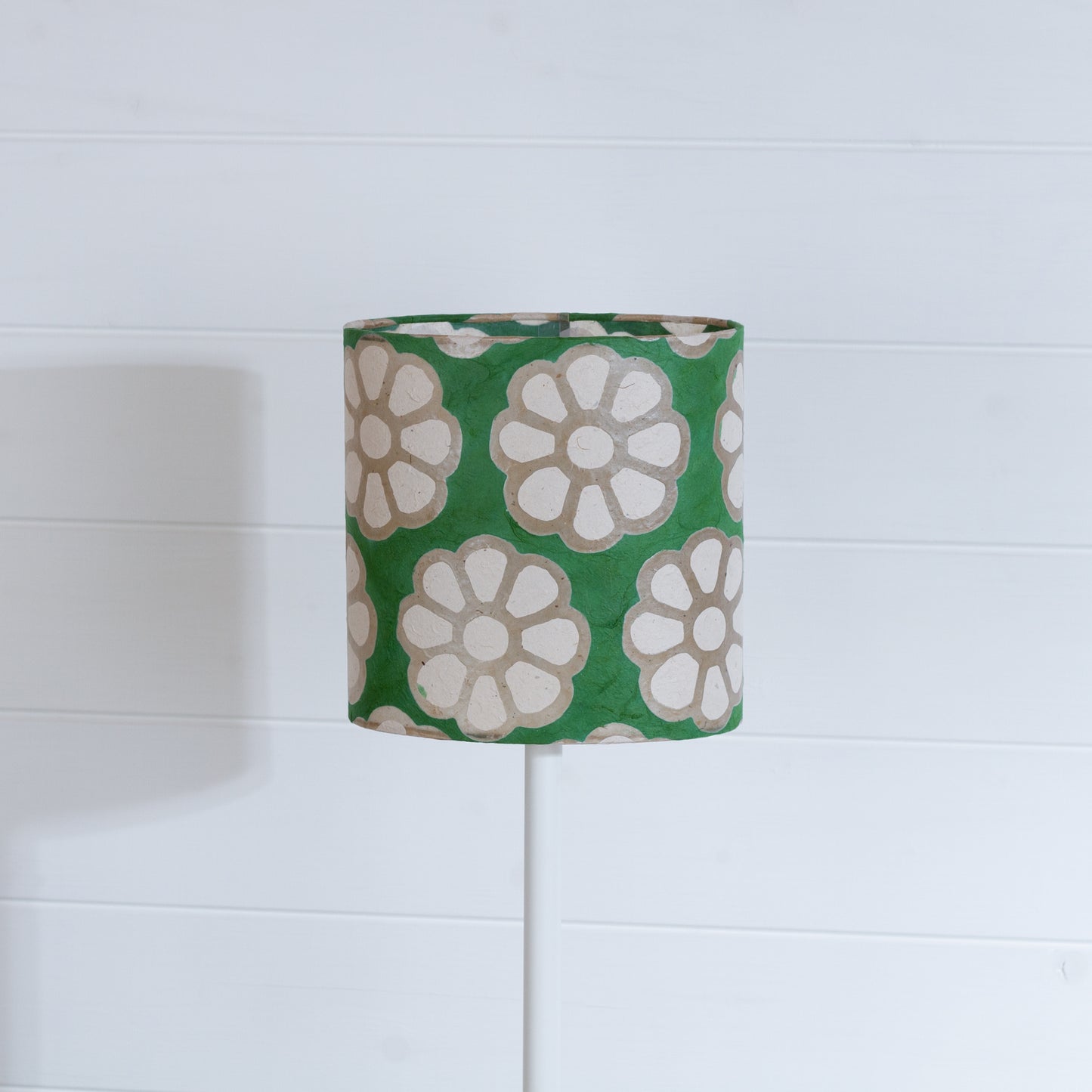 Oval Lamp Shade - B127 ~ Batik Big Flower Green, 20cm(w) x 20cm(h) x 13cm(d)