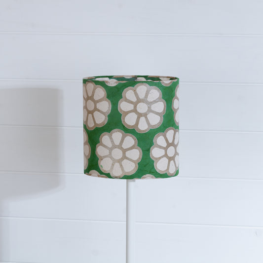 Oval Lamp Shade - B127 ~ Batik Big Flower Green, 20cm(w) x 20cm(h) x 13cm(d)