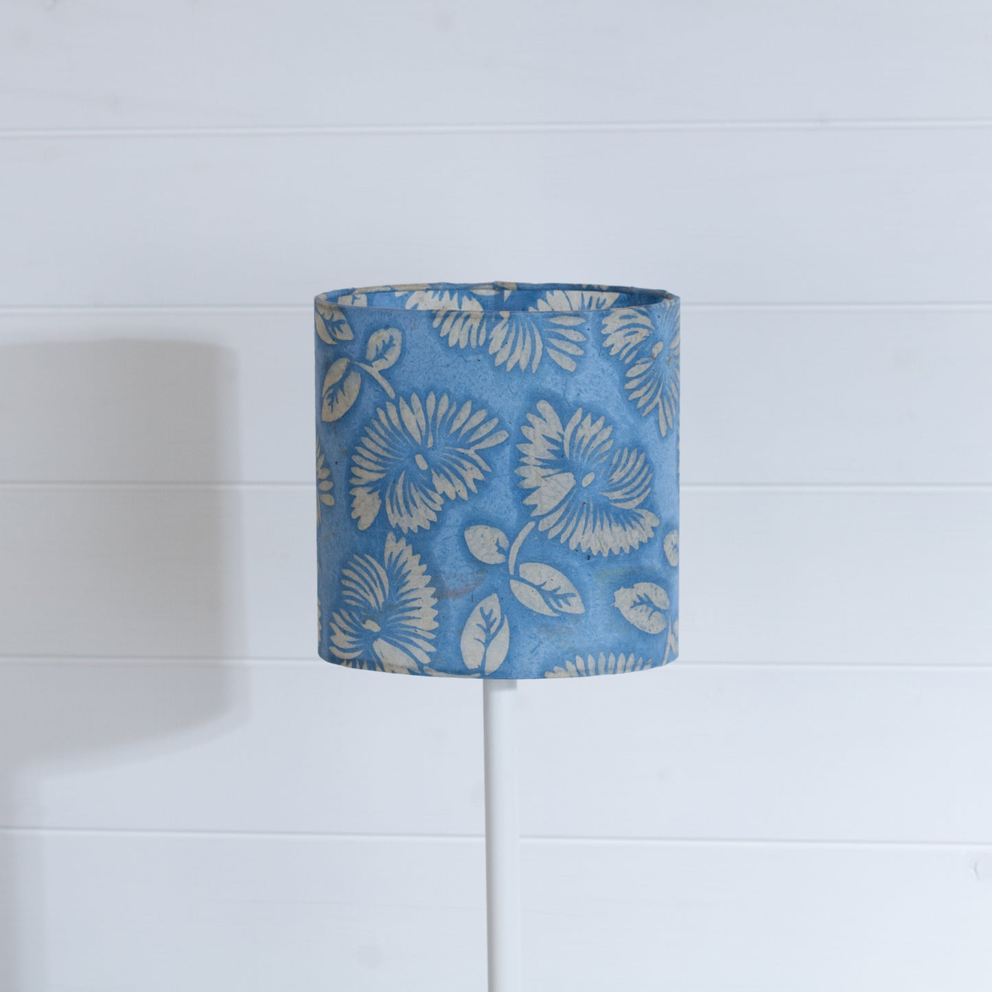 Oval Lamp Shade - B129 ~ Batik Peony Blue, 20cm(w) x 20cm(h) x 13cm(d)