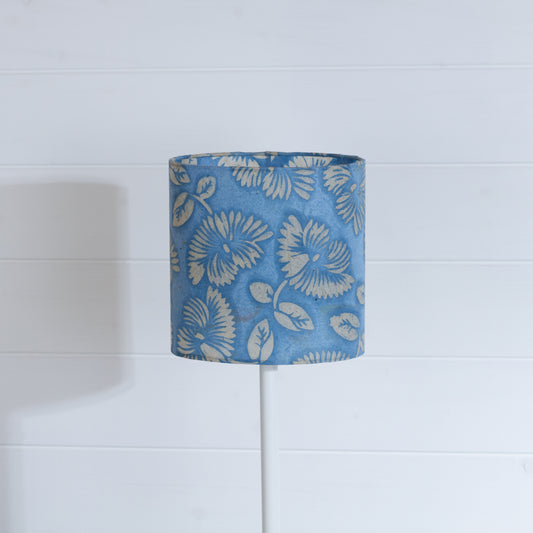 Oval Lamp Shade - B129 ~ Batik Peony Blue, 20cm(w) x 20cm(h) x 13cm(d)