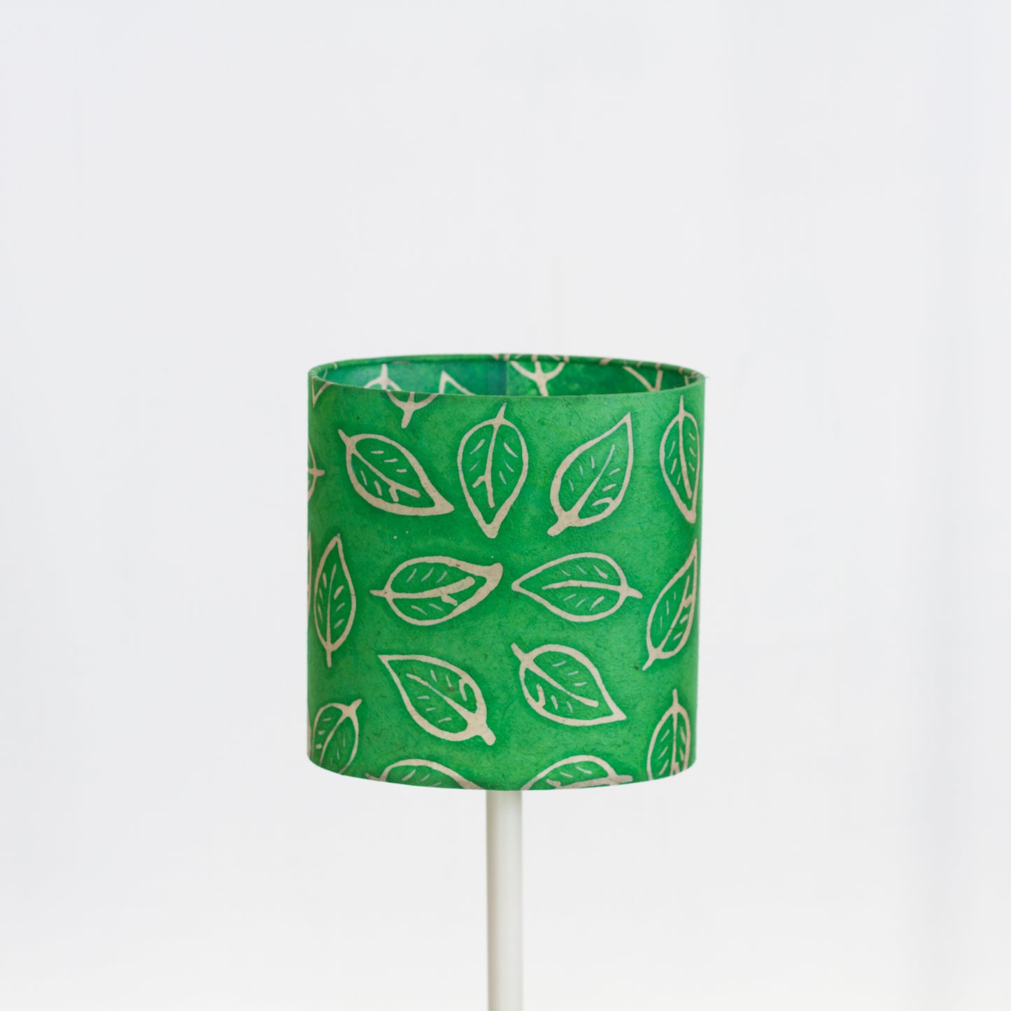 Oval Lamp Shade - B126 ~ Batik Leaf Bright Green, 20cm(w) x 20cm(h) x 13cm(d)