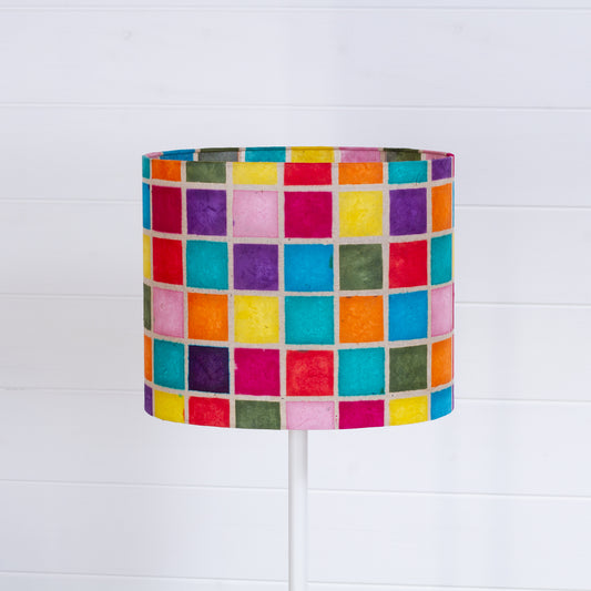 Oval Lamp Shade - P01 ~ Batik Multi Square, 30cm(w) x 25cm(h) x 22cm(d)