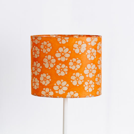 Oval Lamp Shade - P94 - Batik Star Flower on Orange, 30cm(w) x 25cm(h) x 22cm(d)