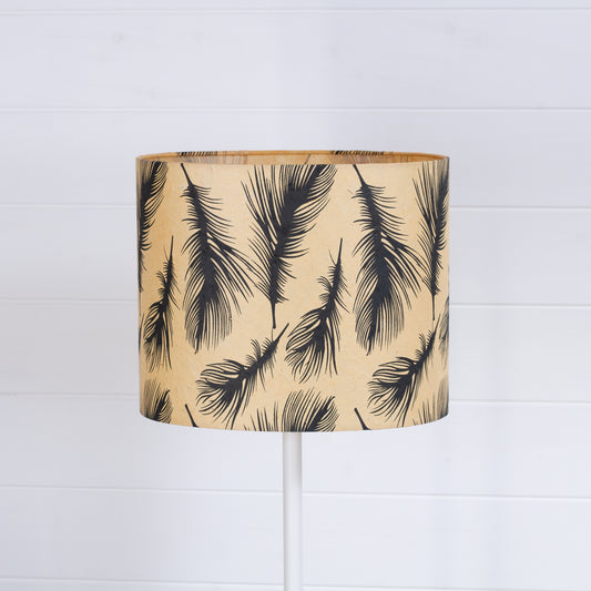 Oval Lamp Shade - B102 - Black Feathers, 30cm(w) x 25cm(h) x 22cm(d)
