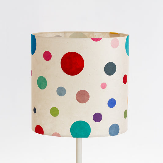 Oval Lamp Shade - P39 - Polka Dots on Natural Lokta, 30cm(w) x 30cm(h) x 22cm(d)
