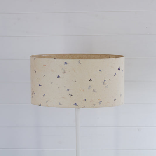 Oval Lamp Shade - P34 - Cornflower Petals on Natural Lokta, 40cm(w) x 20cm(h) x 30cm(d)