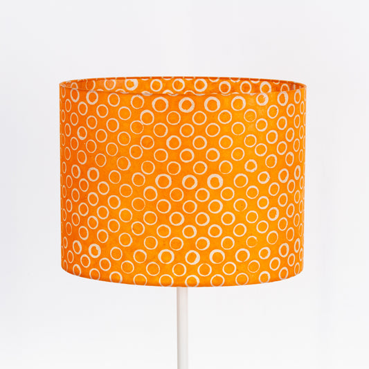 Oval Lamp Shade - P03 - Batik Orange Circles, 40cm(w) x 30cm(h) x 30cm(d)