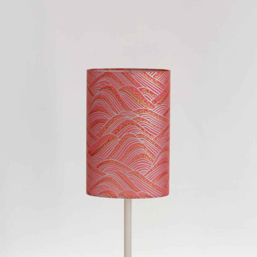 Oval Lamp Shade - W04 ~ Pink Hills with Gold Flowers, 20cm(w) x 30cm(h) x 13cm(d)