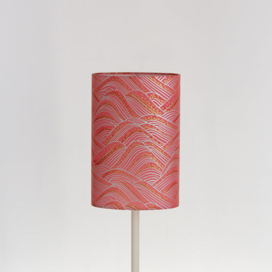 Oval Lamp Shade - W04 ~ Pink Hills with Gold Flowers, 20cm(w) x 30cm(h) x 13cm(d)