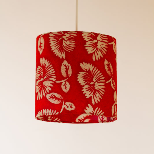 Oval Lamp Shade 20cm(w) x 20cm(h) x 13cm(d) - B118 - Batik Peony Red