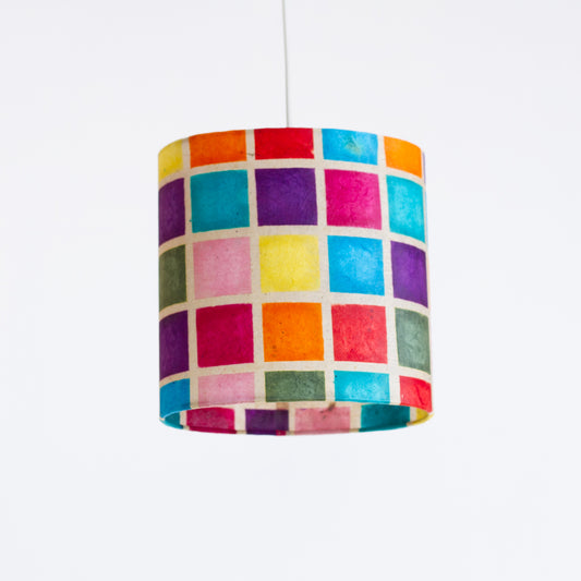 Oval Lamp Shade - P01 - Batik Multi Square, 20cm(w) x 20cm(h) x 13cm(d)