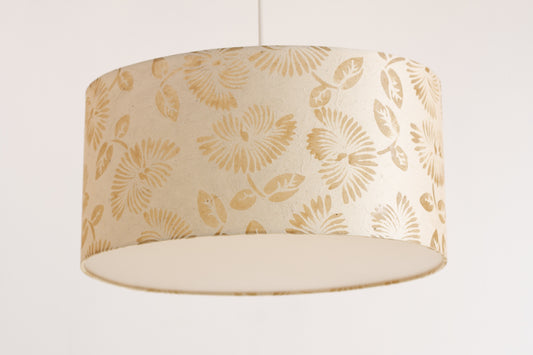 Oval Lamp Shade - P09 - Batik Peony on Natural, 40cm(w) x 20cm(h) x 30cm(d)